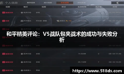 和平精英评论：V5战队包夹战术的成功与失败分析